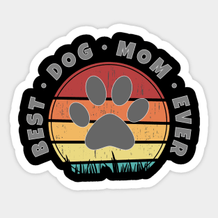 Best Dog Mom Ever Retro Sunset Vector Graphics Sticker